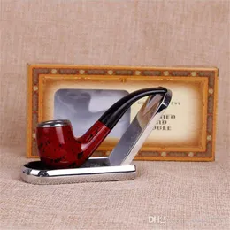 Smoking Pipes Mini Portable Gift Pipe Red Resin Printing Hammer Pipe Old Gift Box Packaging Curved