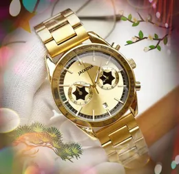 Berömda lyxmodemän Stopwatch Watches Full Functional Six Pins Battery Chronograph Quartz Movement rostfritt stål No-Mechanical All Crime Wristwatch