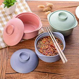 Bowls Durable Instant Noodles Bowl Wear-resistant With Lid Salad Container Wheat Straw Rice Tableware For Cereal