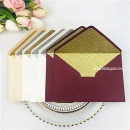 Greeting Cards A7 Pearl Envelope with Glitter Lined 195x135mm for Wedding Invitation Burgundy White Ivory Vintage Greeting Envelope Set of 50 230317