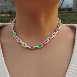 Choker Chokers Candy Color Geometric Resin Chain Statement Necklace for Women Fashion Ins Girl Short Wholesale Jewelry GiftChokers llis22