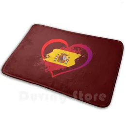 Mattor Spanish Heart Soft Non-Slip Mat Rug Carpet Cushion Spanien Flaggflaggor Patriotism Patriotiskt mönster Pretty Love