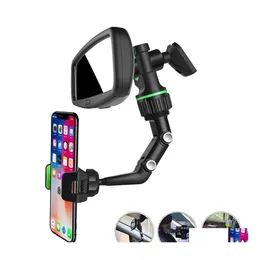 2016 Car Holder Phone Adjustable 360Degree Rotation Clip Rearview Mirror Firstperson View Video Shooting Driving Drop Delivery Mobiles Mo Dh5Ak