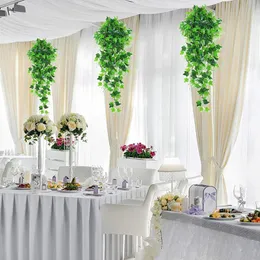Flores decorativas grinaldas de planta artificial montada na parede pingentes de hera pendurada em artes de arte para a sala de estar decorações de casa