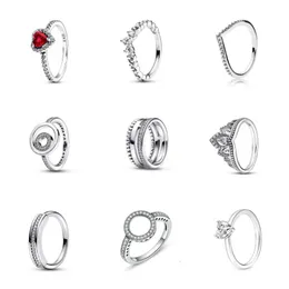 925 Sterling Silver Valentines Geschenk Herz Mutter Weißringe für Frauen Original Hochzeit Kristallring Luxusschmuck Accessoires Mode Schmuck Schmuck