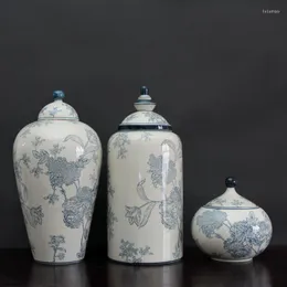 Vases Ceramics Antique Blue And White Porcelain Vase Flower Arrangement Zen Chinese Style Living Room Decorations Curio Shelf