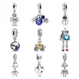 925 Silver Fit Pandora Oryginalne urok DIY Wisianta Kobiety Bracelets Krzyki koraliki robot Fit Fit Oryginalna bransoletka Rakieta Rakieta Astronauta Nowy samolot amulet danflt