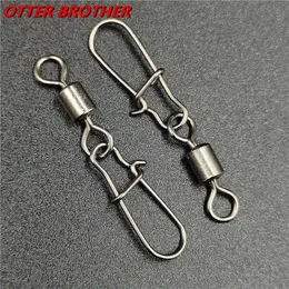 Fishing Hooks 50Pcs/lot 1#-14# Carp Fishing Accessories Connector Pin Bearing Rolling Swivel Stainless Steel Snap Fishhook Lure Swivels Tackle P230317