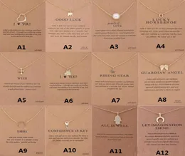 12 Styles New Arrival Dogeared Necklace With Gift Card Elephant Pearl Love Wings Cross Key Zodiac Sign Pendant For Women Fashion J5939089