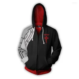 Men's Hoodies Fullmetal Alchemist Edward Elric's Autumn Zipper Jacket Hoodie Coat Anime Cosplay Sweatshirts Tracksuits Tops Clothes Drop