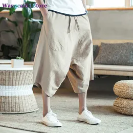 wangcai01 Men's Pants Men Harajuku Harem Pants 2022 Mens Summer Cotton Linen Joggers Pants Male Vintage Chinese Style Soild Color Calf-lenght Trousers 0318H23