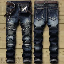 Mens Jeans Drop Fashion Biker Distressed Stretch Ripped Hip Hop Slim Fit Holes Punk Denim Cotton Pants 230317