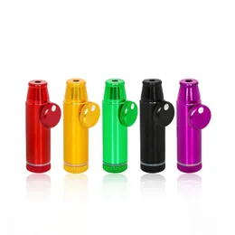 Latest Smoking Colorful Aluminium Alloy Dry Herb Tobacco Spice Miller Snuff Snorter Sniffer Snuffer Bottle Portable Removable Bullet Cartridge Style Case DHL