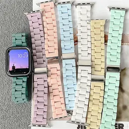 Straps Band Candy Colour Transparent 3 Beads PC Resin Acrylic Wristband Bracelet Bands for Apple Watch 38/40/41mm 42/44/45mm Strap fit iWatch Series 3 4 5 6 7 8 Ultra
