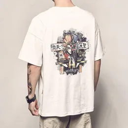 남성용 T 셔츠 힙합 단락 티셔츠 트렌드 힙합 느슨한 중국 스타일 Qitian Dasheng 애니메이션 반 소매 여름 동정심