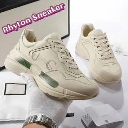 Fritidsskor för män för kvinnor Designer Chunky Rhyton Lädertryckt Sneaker Plattform Old Daddy Lyx Vintage Logo Sneakers Dam Tjockbottna Jordgubbssko