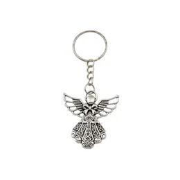 30pcs Antique Silver Alloy Angel Band Chain Key Ring Travel Protection Diy Jóias 248G