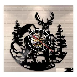 2016 Стеновые часы Березовые дерево лесные оленьи арт лесные массивы бак Декор виниловые записи