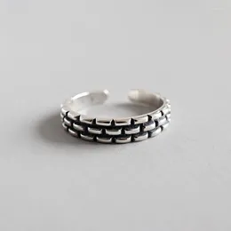 Bröllopsringar wyjzy vintage vägg randig sterling silver öppningsring för kvinnor utsökt casual weary jewelry julklapp