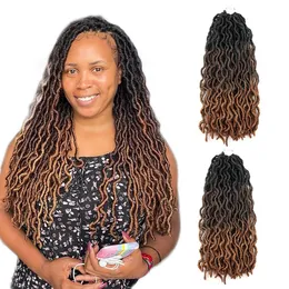 18inch Crochet Braids Synthetic Bohemian Gypsy Locs Hair Extensions Wavy Curly Ombre Faux Locs