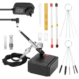 Professional Spray Guns Airbrush Set For Model Making Art Painting With Air Compressor Power Adapter Holder 0.2mmneedle
