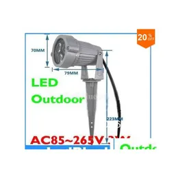 2016 holofotes de holofotes LED Luz de jardim 3W Lâmpada de alta potência ao ar livre AC85265V Drop Delivery Lights Lighting Dhiqj