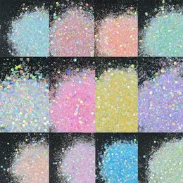 Paznokcie Glitter 500G Opalizujące cekiny 0,5 kg mieszane kawałki sześciokątne holo płatki 12 colors lusterka symfonii paznokcie paznokie