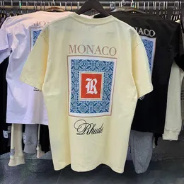 Rhude Men's T Shirts Heavy Fabric Monaco Limited Top Tee Men Women 1 Tags 100% Cotton Summer Style Oversized Shirt Em4m 277