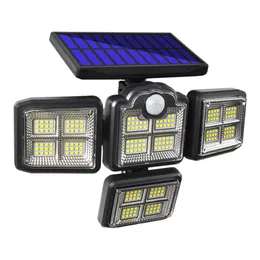 PIR Solar Wall Lights, 4 Heads Security Light, 3 lägen 198 COB Wall Lamp, Outdoor 192 LED 2400lm rörelsessensorbelysning med fjärrkontroll, vattentät