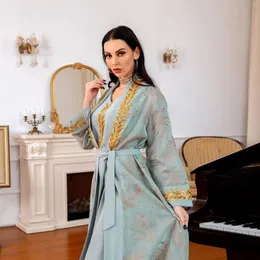 Odzież etniczna Wepbel Maxi Abaya Dress Women Dubai Arab Evening Suknia Suspender Suit szata Muzułmańskiego Caftan Bliskiego Wschodu