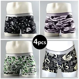 MUITAS PONTAS 4PCS/lote adorável desenho animado homem boxers shorts homme gelo seda roupas de seda