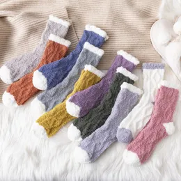 Herrensocken 1 Paar und Damen-Korallen-Fleece-Schlauch Herbst Winter Plus Samtverdickung Love Sleep