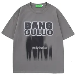 Mens Tshirts Yaz Erkekler Büyük Boy Tshirts Hip Hop İnsanlar Gölge Grafik Mektup Punk Sokak Giyim Harajuku Sıradan Pamuk Üstleri Tees 230317