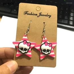 Dangle Earrings Acrylic Skeleton Star Earring Colorful Striped Pentagram Drop Personality Halloween Jewelry Gift