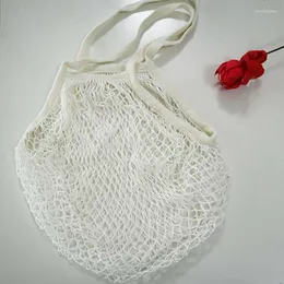 Bolsas de armazenamento Bolsa de compras de algodão líquido Mercado de malha reutilizável para compras de compras produzem vegetais de frutas menos plástico