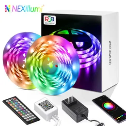 شرائح LED LED Strip Lights 30m Bluetooth App Music Music Sync Color Change RGB LED LID Strip مع DC24V P230315 عن بُعد