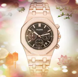 أفضل العلامة التجارية Quartz Fashion Mens Clock Watches Auto Date Full Functional Watcher Watch Solid Fine Feathel Fething Hompts Wristwatch