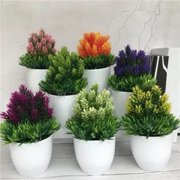 Kwiaty dekoracyjne sztuczna bonsai symulacja rośliny plastikowe plastikowe ozdoby w wazonie kolorowe przyjęcie weselne do dekoracji ogrodu domu