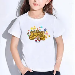 Camisetas masculinas Crianças Crianças Crianças de menina Tops Camisa de Crossing Animal In meninas meninas Teenagers School S-shirts Kpop Casual Fantas