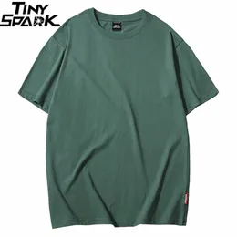 Herren T-Shirts Harajuku Plain T-Shirt 2023 Sommer Hip Hop T-Shirt 100 Baumwolle Männer grüne T-Shirts Streetwear Casual Basic Tops T-Shirts Kurzarm 230317