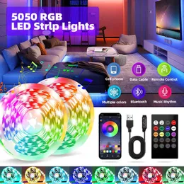 Strisce LED RGB 5050 LED Strip Light Controllo APP Bluetooth USB Cambia colore Luci flessibili 5V TV Desktop Screen BackLight Room Decor P230315