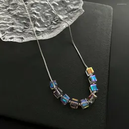 Pendant Necklaces VersatileTitanium Steel Luxurious Small Number Of Senior Design Super Flash Crystal Beaded Women's Necklace Jewelry