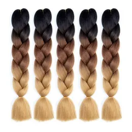 24 tum 60 cm 120 färgglada hårförlängningar syntetiska ultralättningar 100 g ombre färger jumbo syntetiskt flätning hår
