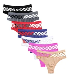 Tamanho M-XL Woemn's Mesh Thong Panties Sexy Elastic de algodão elástico de alto algodão middlewrew cueca shorts feminino feminino