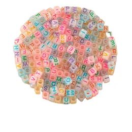 Lose Perlen, 6 mm, für Armbänder, Acryl, transparent, Nachtlicht, kubischer Buchstabe, Modeschmuck, Halskette, DIY-Kits, Mädchen, Kinder, Basteln, Perle