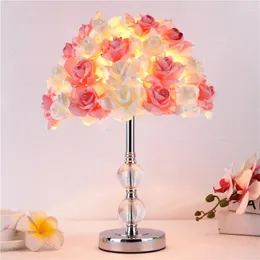 Lampy stołowe ślubne Rose do sypialni Kreatywne romantyczne festiwal lampy Lampa LED LED