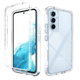 Estojos protetores transparentes de corpo inteiro 2 em 1 à prova de choque rígido para PC Shell macio em TPU para Samsung Galaxy A14 5G A34 A54 A04 A02 A04S