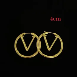 gold hoop concise earrings for lady Women 4cm Big Party Wedding Lovers gift engagement Jewelry Bride