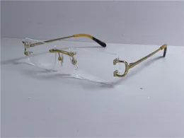 Yeni satış şeffaf küçük lens çerçevesiz 18k çerçeveler altın kaplama ultra hafif kare çerçevesiz optik gözlük erkekler iş tarzı gözlük modeli 0104