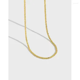 Chains 18K Gold 2MM Bling Authentic 925 Sterling Silver Starry Sparking Chain Choker Necklace Jewelry 39CM 5CM Charms C-XB076